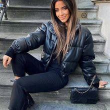 Carregar imagem no visualizador da galeria, Parkas curtas femininas, moda, jaqueta elegante, roupas com zíper