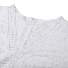 Carregar imagem no visualizador da galeria, Vestido de Festa Manga Curta Renda Branca