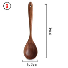 Carregar imagem no visualizador da galeria, 7 pçs/conjunto Teca Madeira Natural Utensílios de Mesa Colher Concha Turner Arroz Escorredor Sopa