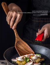 Carregar imagem no visualizador da galeria, 7 pçs/conjunto Teca Madeira Natural Utensílios de Mesa Colher Concha Turner Arroz Escorredor Sopa