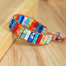 Carregar imagem no visualizador da galeria, Pulseira de pedra natural feita à mão com várias cores Chakra
