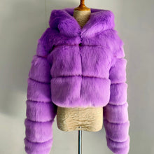 Carregar imagem no visualizador da galeria, Casaco grosso de pele sintética com capuz macio