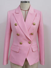 Carregar imagem no visualizador da galeria, Jaqueta feminina clássica com botões duplos de leão de metal blazer