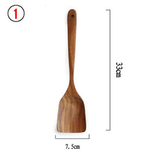 Carregar imagem no visualizador da galeria, 7 pçs/conjunto Teca Madeira Natural Utensílios de Mesa Colher Concha Turner Arroz Escorredor Sopa

