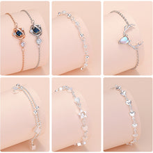 Carregar imagem no visualizador da galeria, Pulseira de pingente da sorte de prata esterlina 925 para mulheres, corrente, pulseiras redondas, moda, luxo, qualidade, joias.
