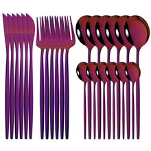 Carregar imagem no visualizador da galeria, Conjunto de talheres de jantar espelho Cores diversas  /24 peças
