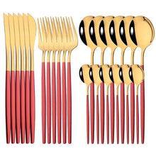 Carregar imagem no visualizador da galeria, Conjunto de talheres de jantar espelho Cores diversas  /24 peças
