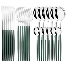 Carregar imagem no visualizador da galeria, Conjunto de talheres de jantar espelho Cores diversas  /24 peças
