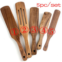 Carregar imagem no visualizador da galeria, 7 pçs/conjunto Teca Madeira Natural Utensílios de Mesa Colher Concha Turner Arroz Escorredor Sopa
