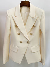 Carregar imagem no visualizador da galeria, Jaqueta feminina clássica com botões duplos de leão de metal blazer
