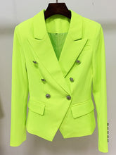 Carregar imagem no visualizador da galeria, Jaqueta feminina clássica com botões duplos de leão de metal blazer
