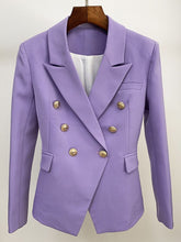 Carregar imagem no visualizador da galeria, Jaqueta feminina clássica com botões duplos de leão de metal blazer
